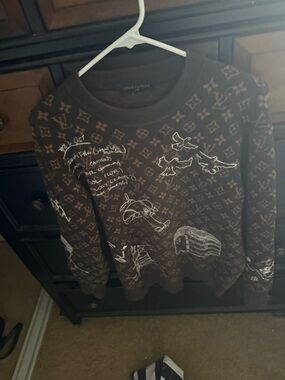 Louis Vuitton Brown Crewneck with White Graphic Accents
